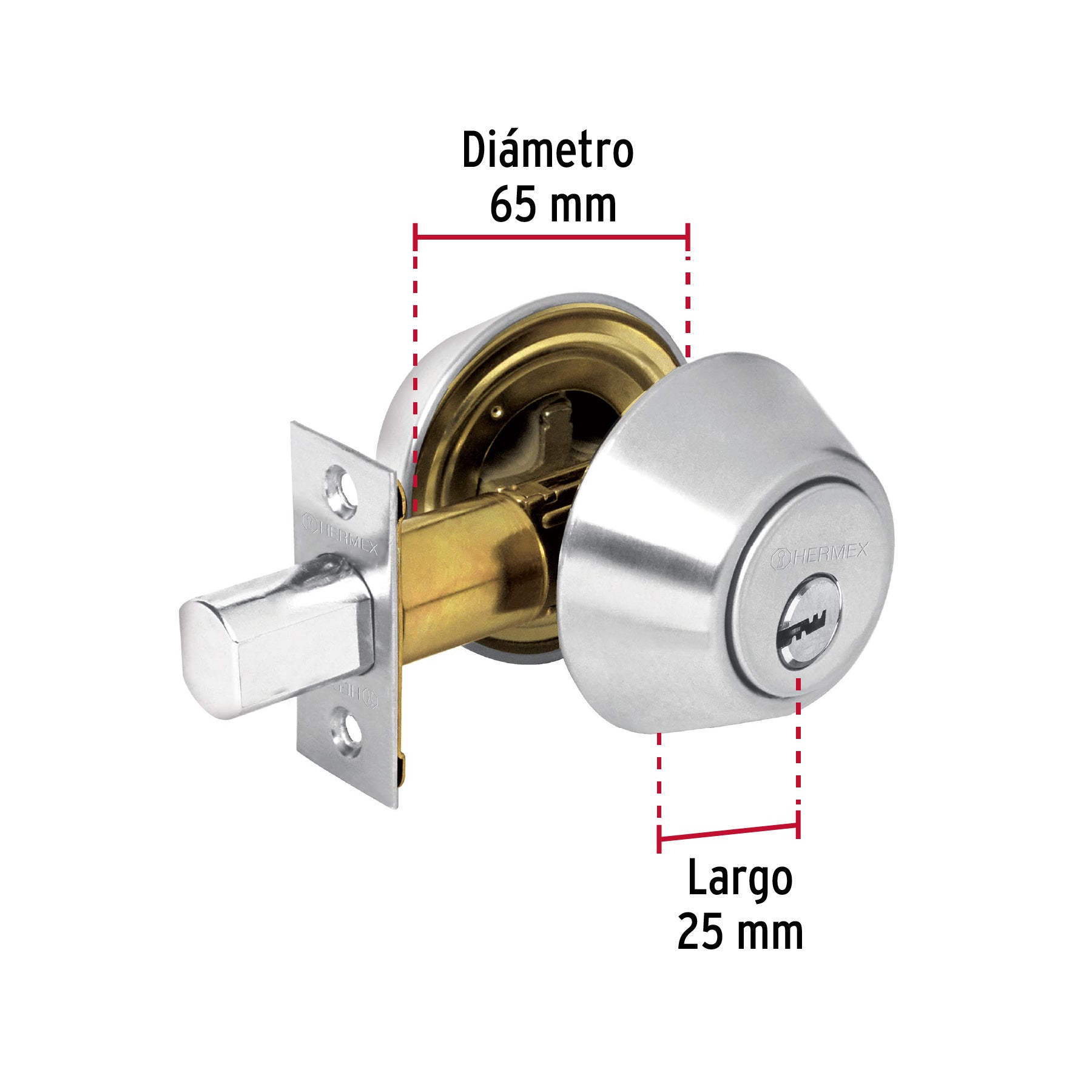 Cerrojo llave-mariposa cromo mate, llave de puntos, Hermex CERO-31 43601 MM0