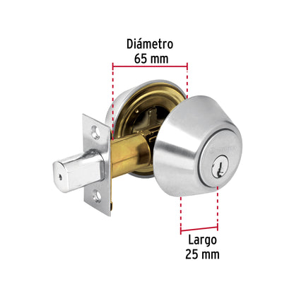 Cerrojo llave-llave cromo mate, llave tradicional, Hermex CERO-32P 23611 MM0