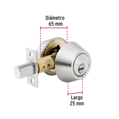 Cerrojo llave-llave cromo mate, llave de puntos, Hermex CERO-32 43602 MM0