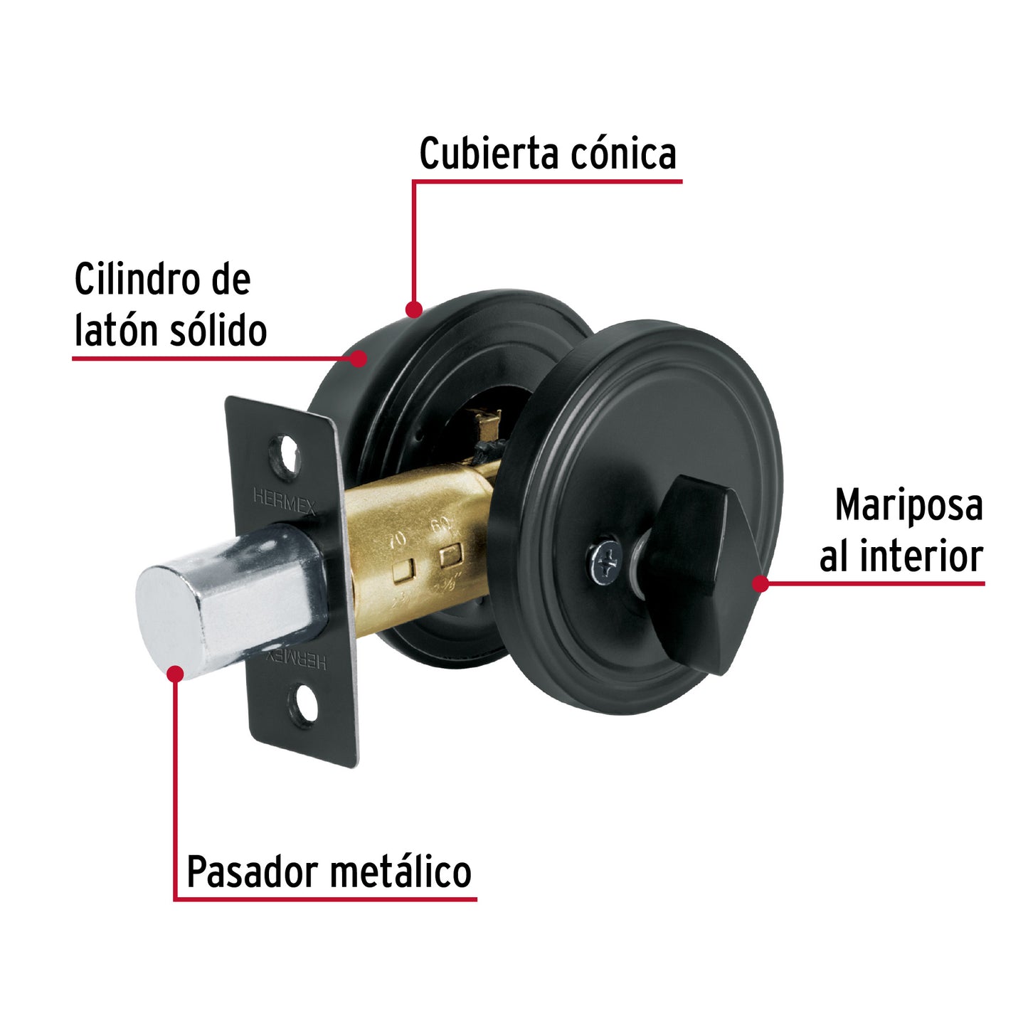 Cerrojo llave-mariposa negro, llave tradicional, Basic CERO-61P 26067 MM00