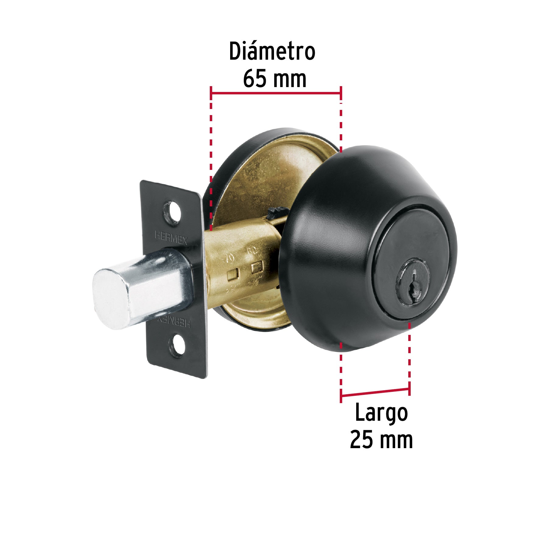 Cerrojo llave-llave negro, llave tradicional, Basic CERO-62P 26066 MM00