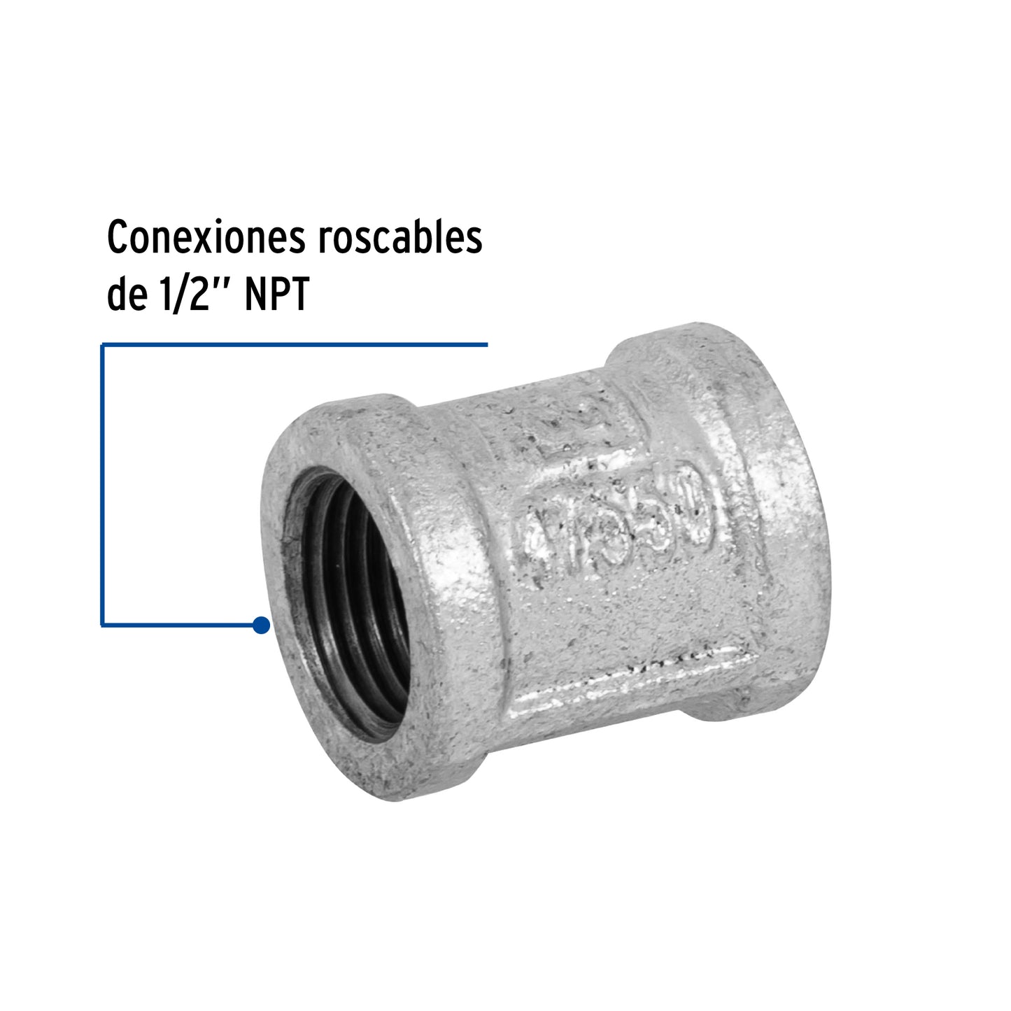 Cople reforzado de acero galvanizado de 1/2', Foset CG-201 47550 MM00