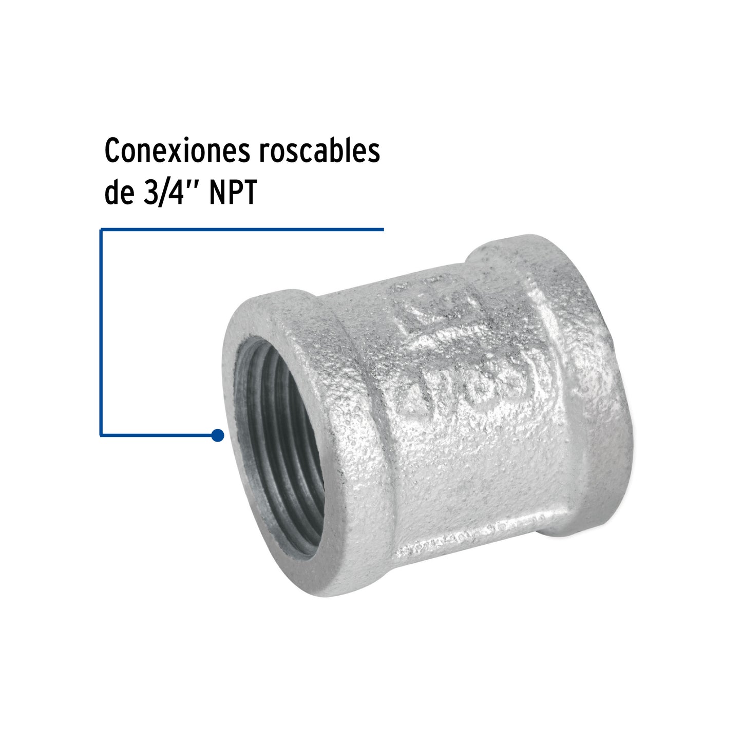 Cople reforzado de acero galvanizado de 3/4', Foset CG-202 47551 MM00