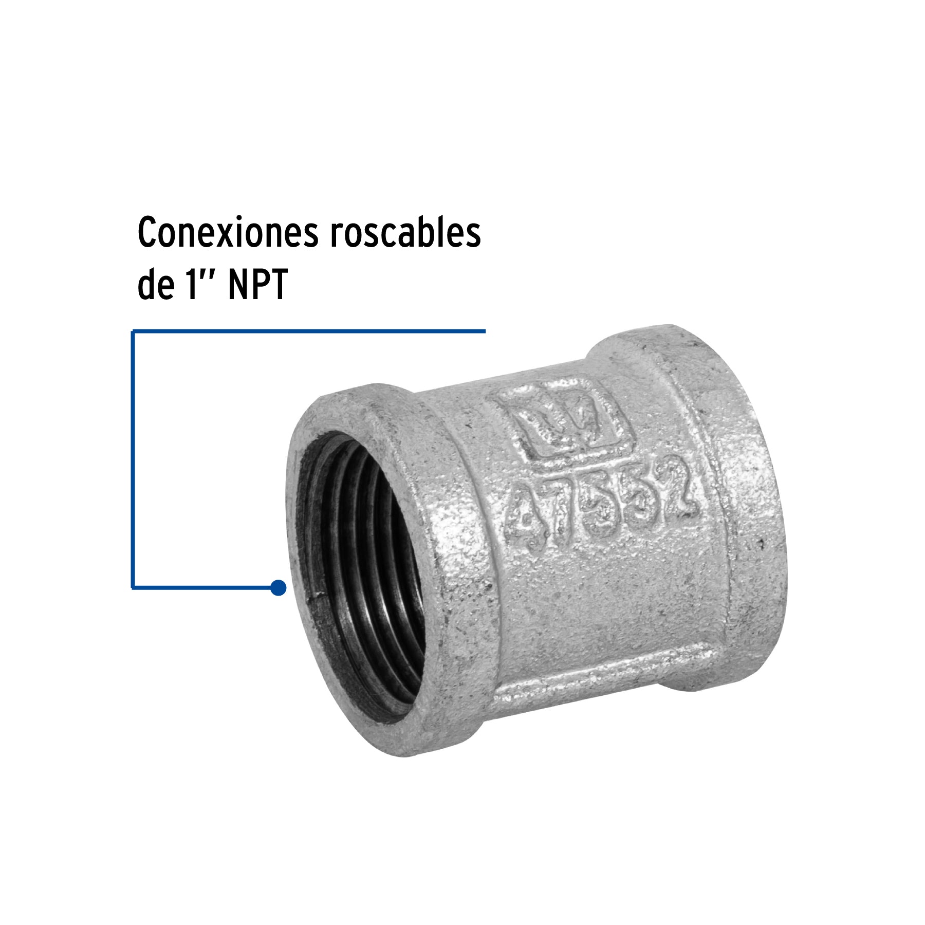 Cople reforzado de acero galvanizado de 1', Foset CG-203 47552 MM00