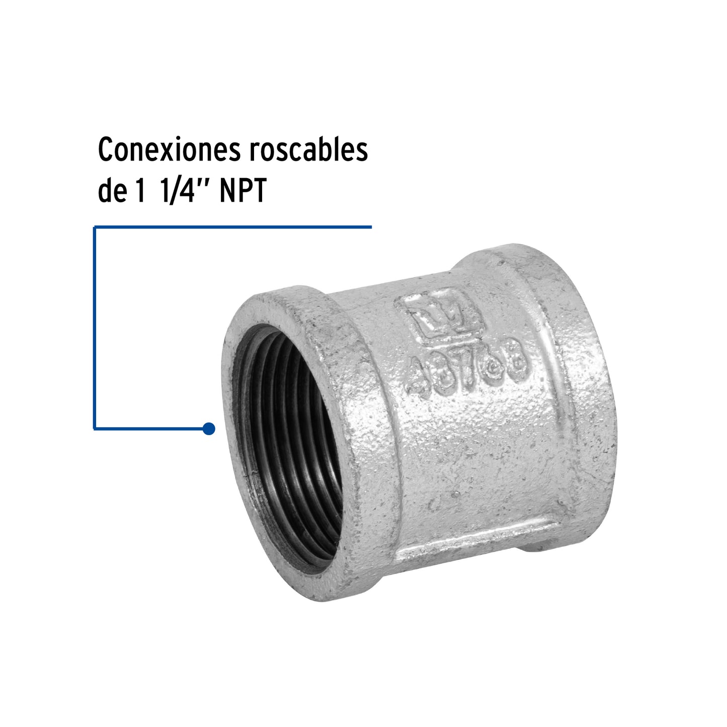 Cople reforzado de acero galvanizado de 1-1/4', Foset CG-204 48768 MM00