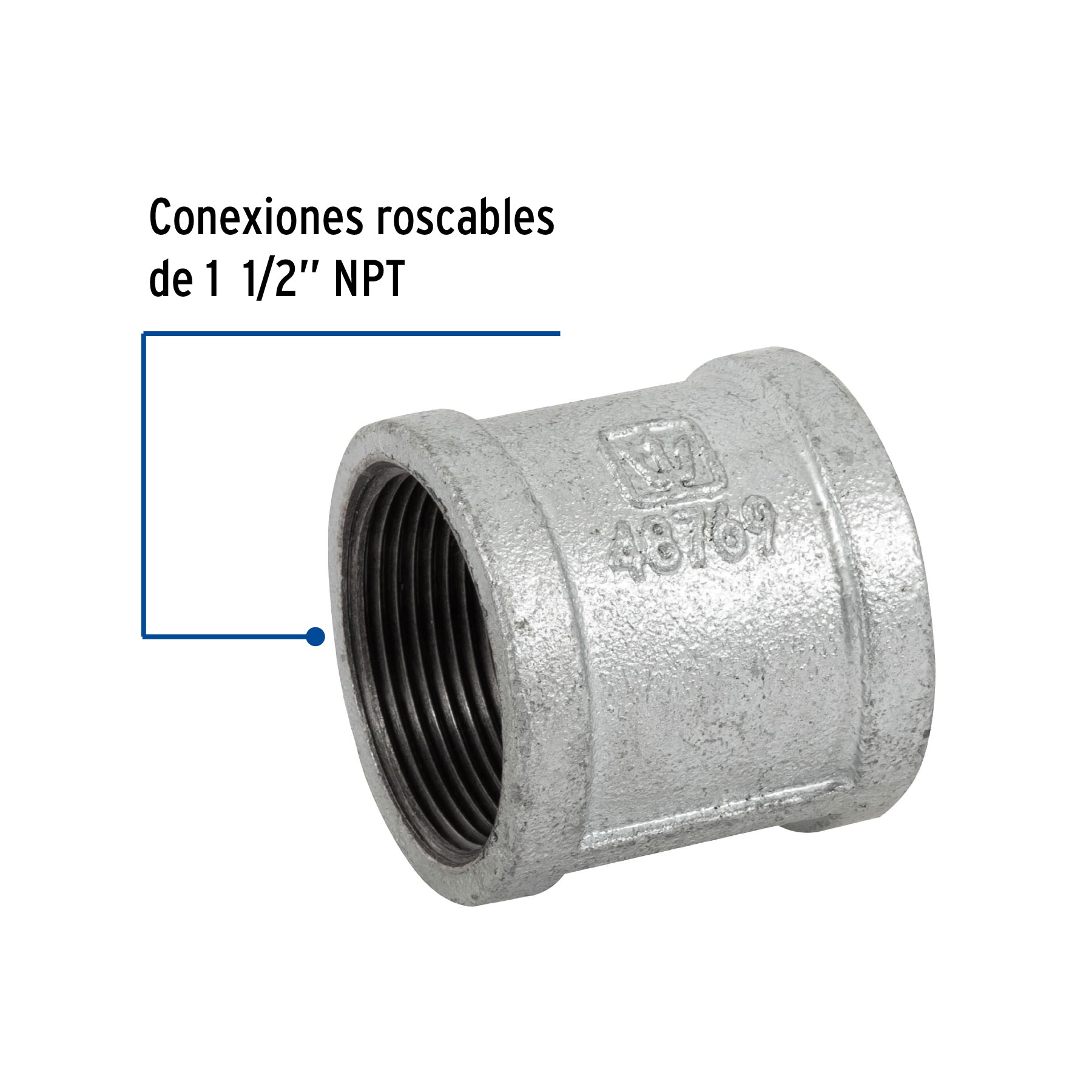 Cople reforzado de acero galvanizado de 1-1/2', Foset CG-205 48769 MM00