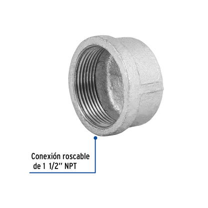 Tapón hembra 1-1/2' de acero galvanizado, Foset CG-305 48787 MM00