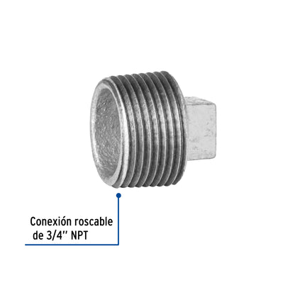 Tapón macho 3/4' de acero galvanizado, Foset CG-312 47495 MM00