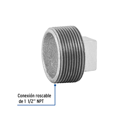 Tapón macho 1-1/2' de acero galvanizado, Foset CG-315 48784 MM00