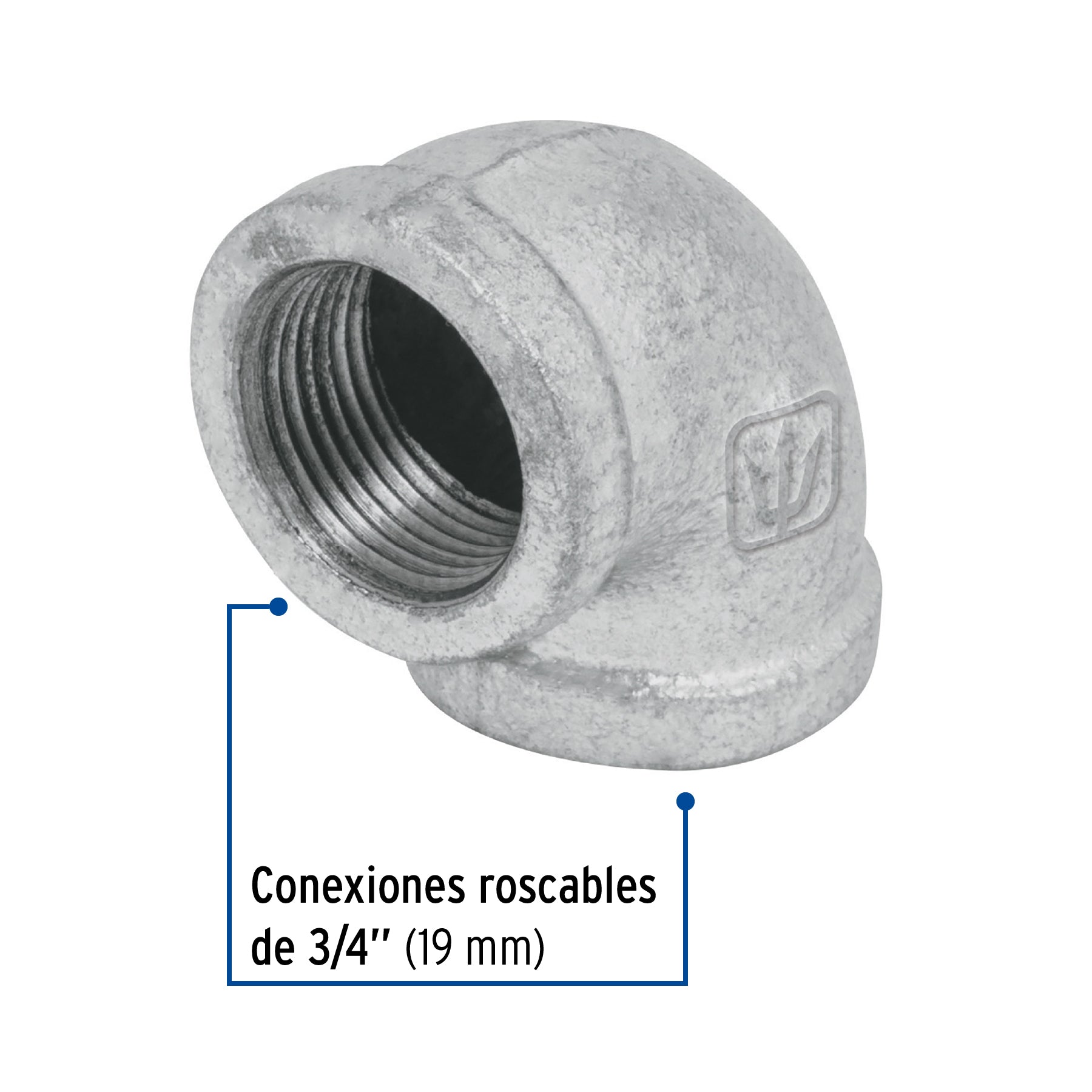 Codo 90° acero galvanizado de 3/4', Foset CG-502 47558 MM00