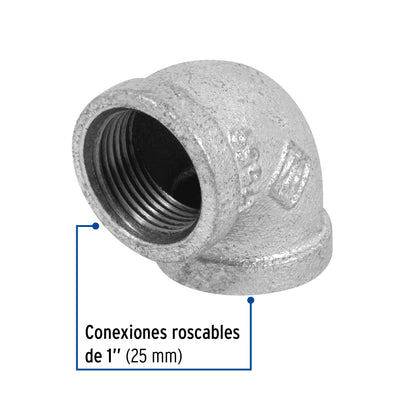 Codo 90° acero galvanizado de 1', Foset CG-503 47559 MM00