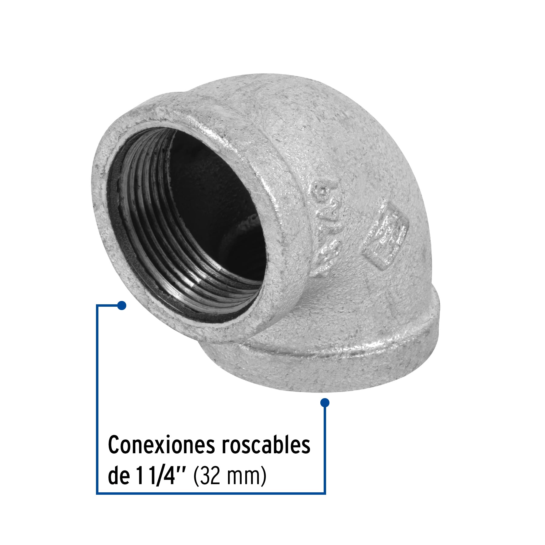 Codo 90° acero galvanizado de 1-1/4', Foset CG-504 48749 MM00