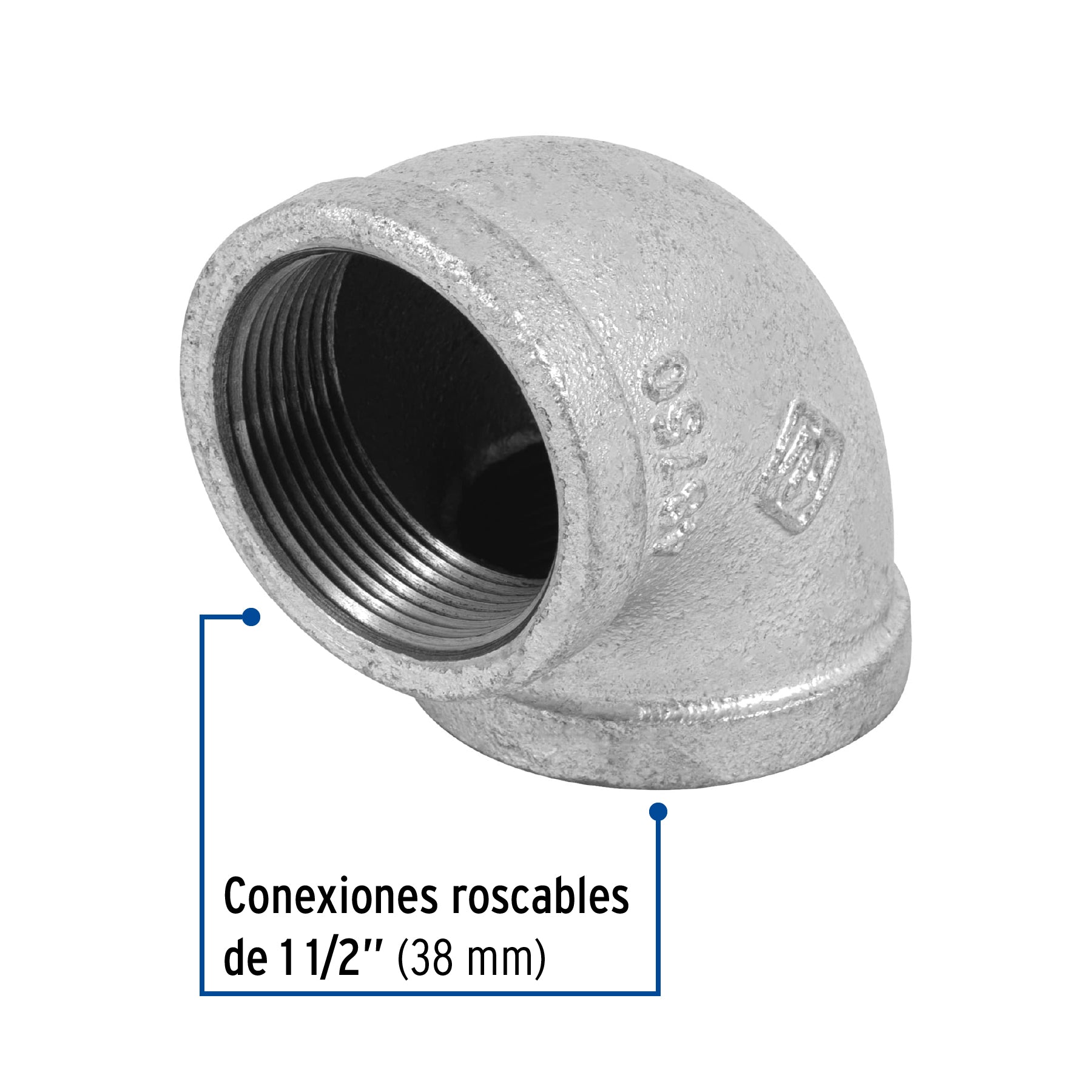 Codo 90° acero galvanizado de 1-1/2', Foset CG-505 48750 MM00