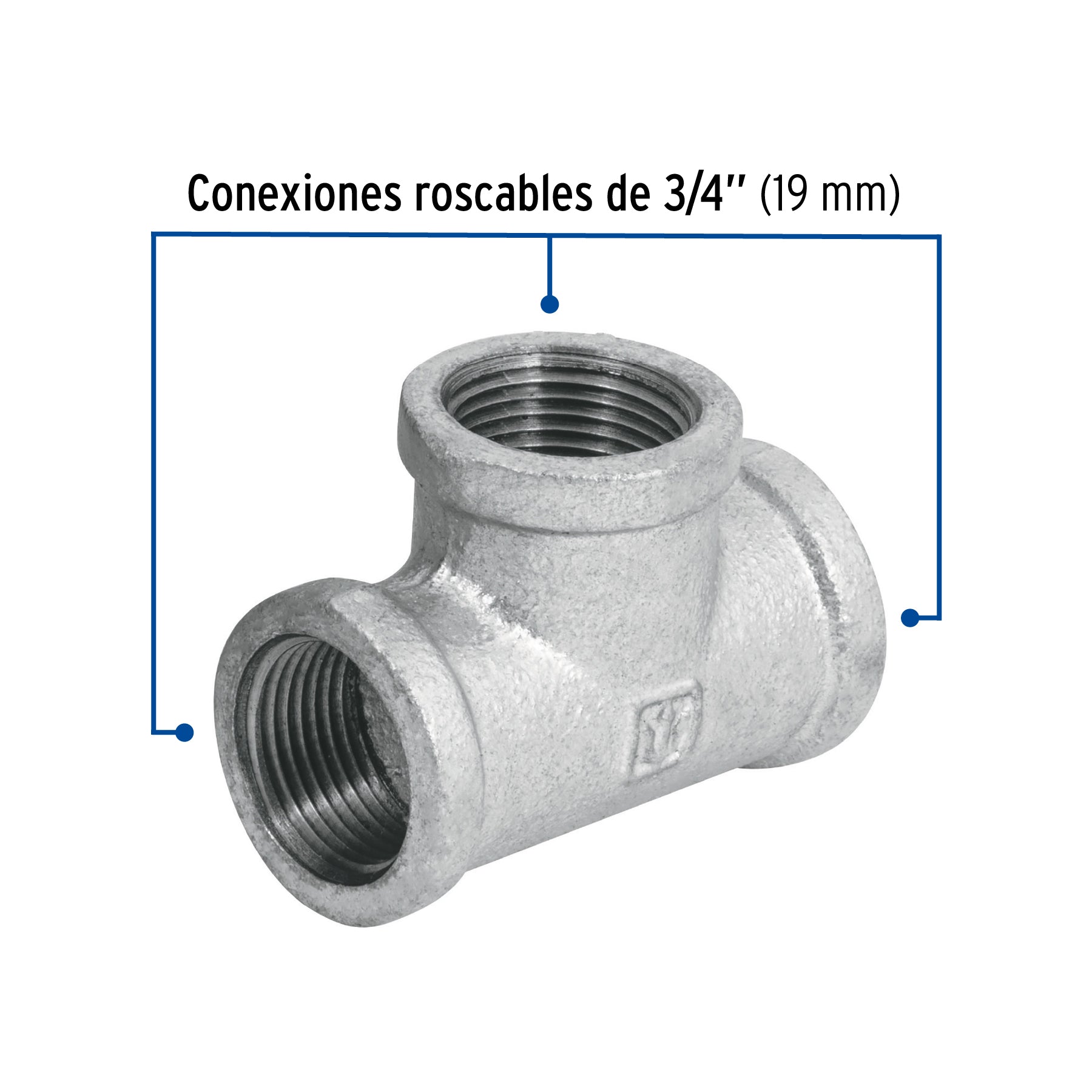 Tee sencilla 3/4' acero galvanizado, Foset CG-702 47486 MM00