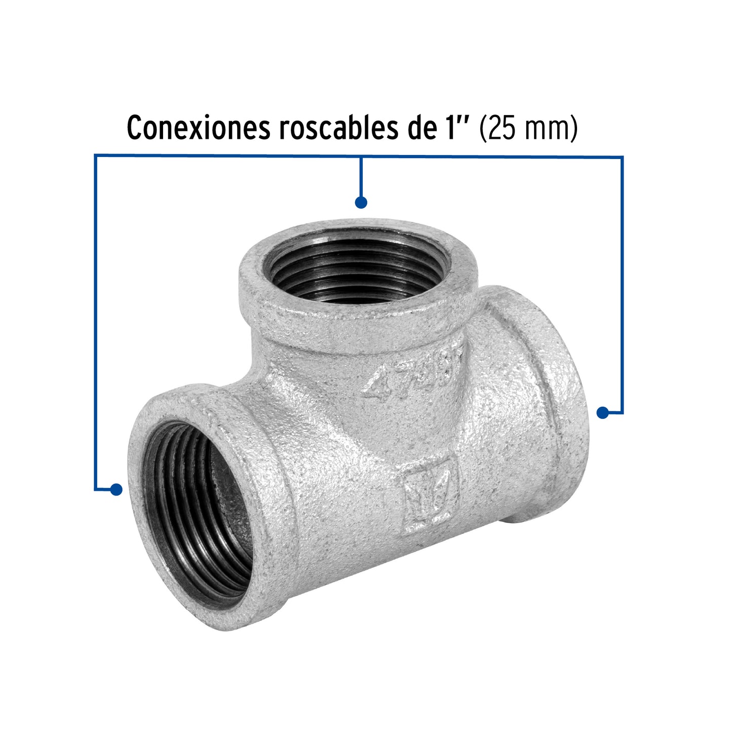 Tee sencilla 1' acero galvanizado, Foset CG-703 47487 MM00