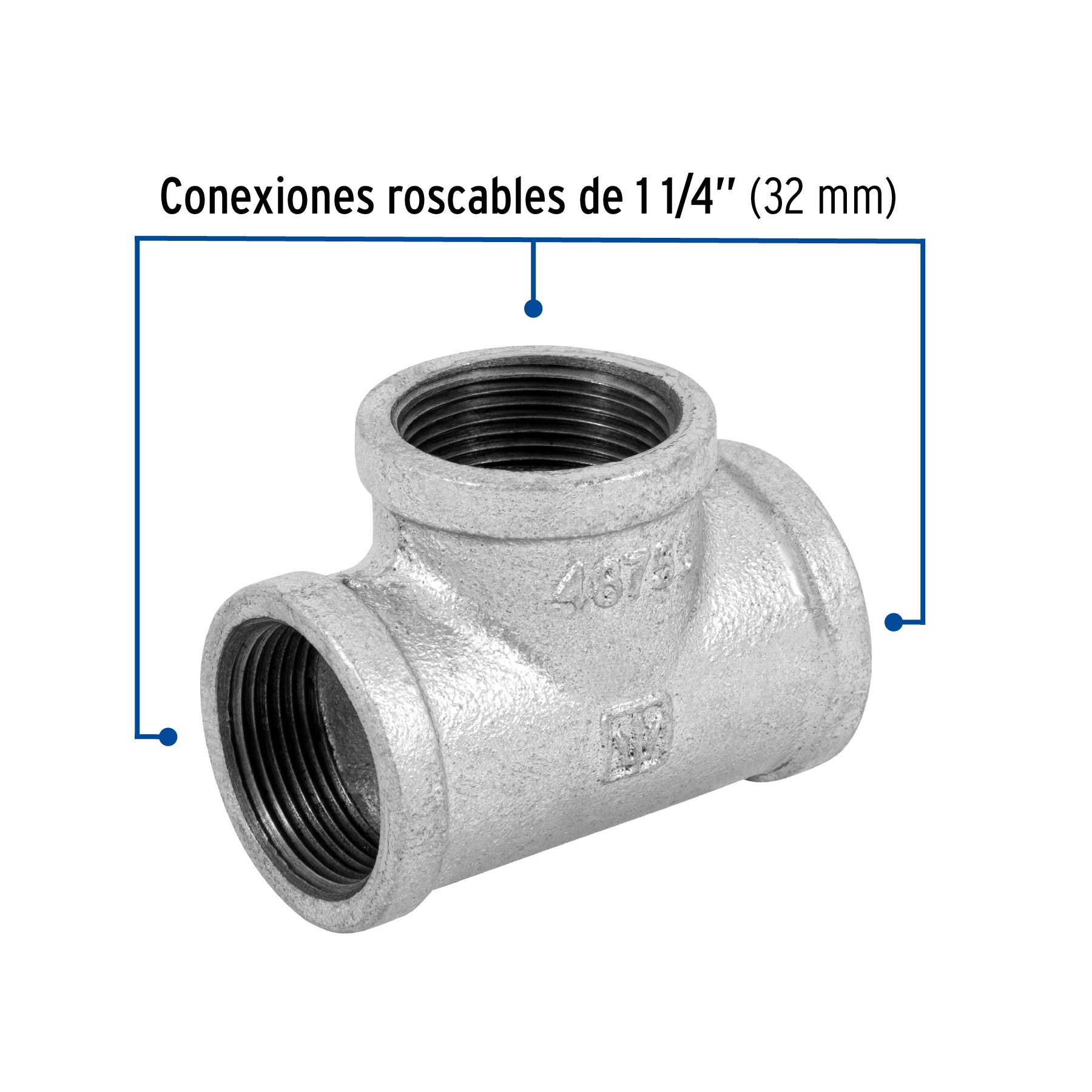 Tee sencilla 1-1/4' acero galvanizado, Foset CG-704 48755 MM00