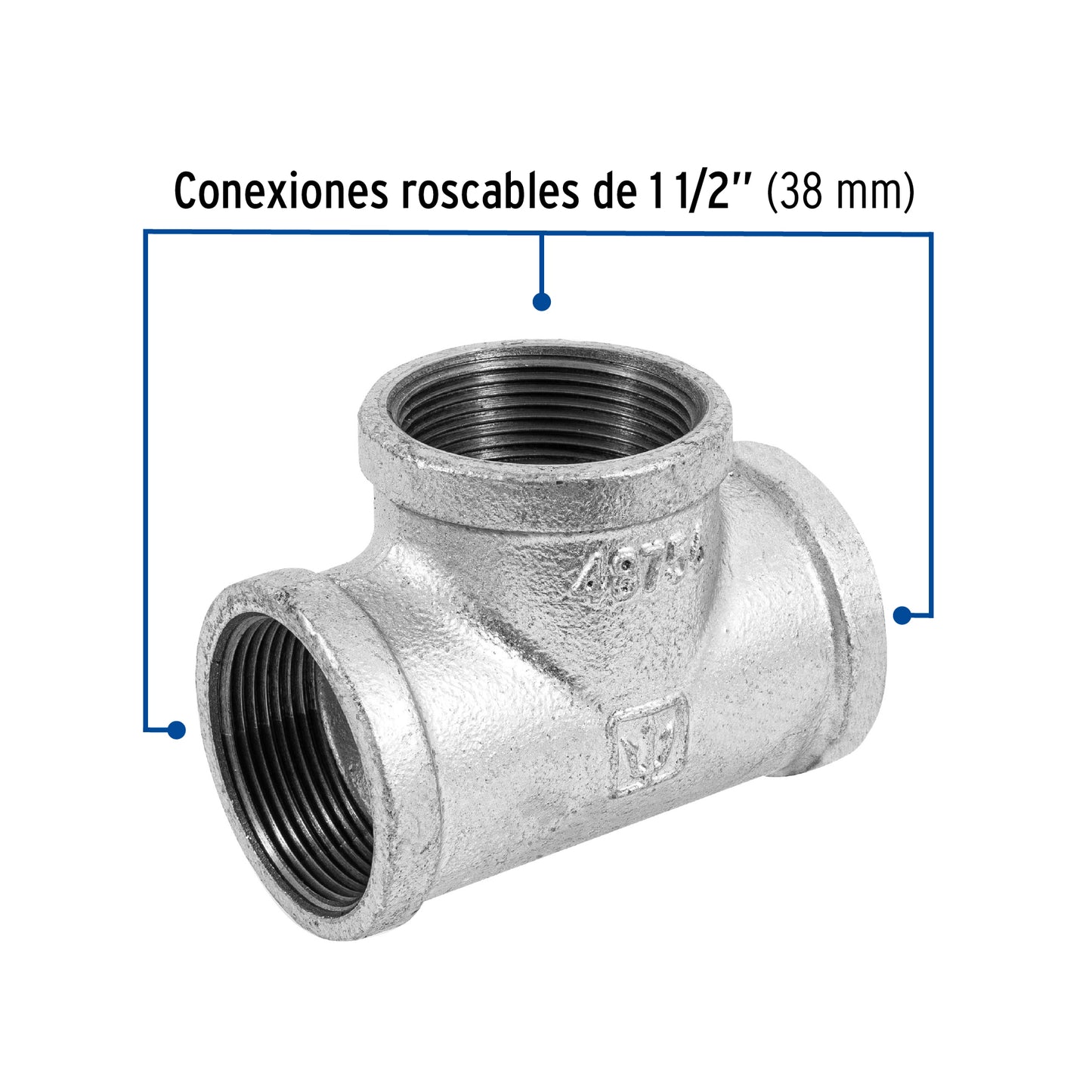 Tee sencilla 1-1/2' acero galvanizado, Foset CG-705 48756 MM00