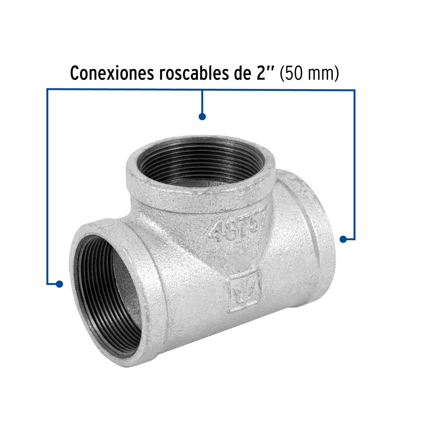 Tee sencilla 2' acero galvanizado, Foset CG-706 48757 MM00