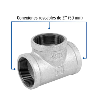 Tee sencilla 2' acero galvanizado, Foset CG-706 48757 MM00