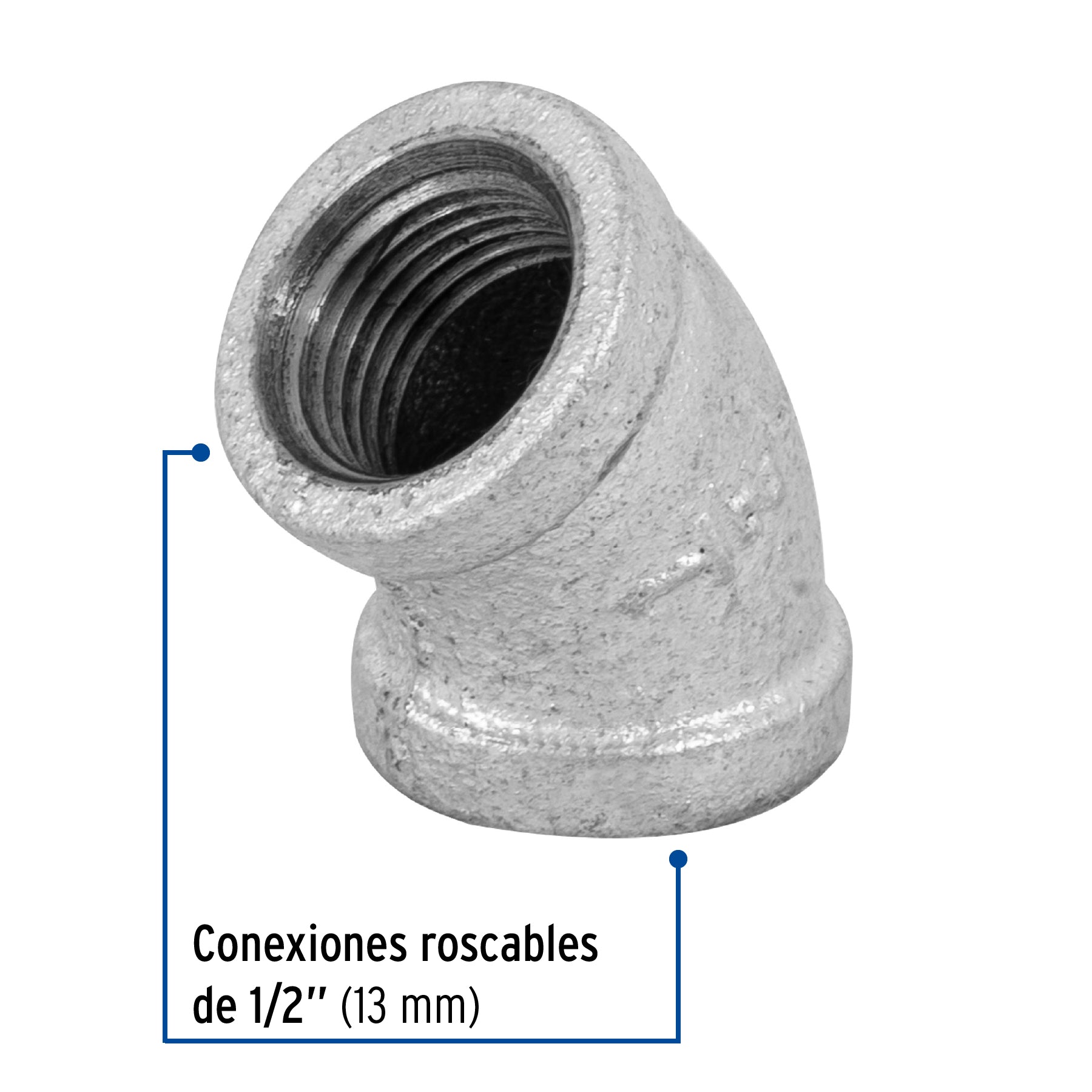 Codo 45° acero galvanizado de 1/2', Foset CG-861 47539 MM00