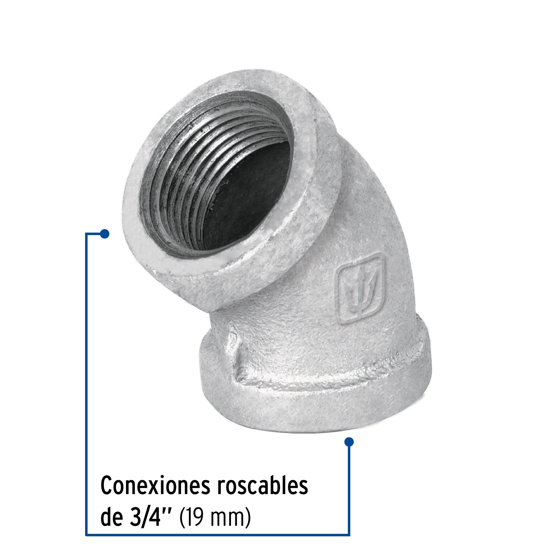 Codo 45° acero galvanizado de 3/4', Foset CG-862 47540 MM00