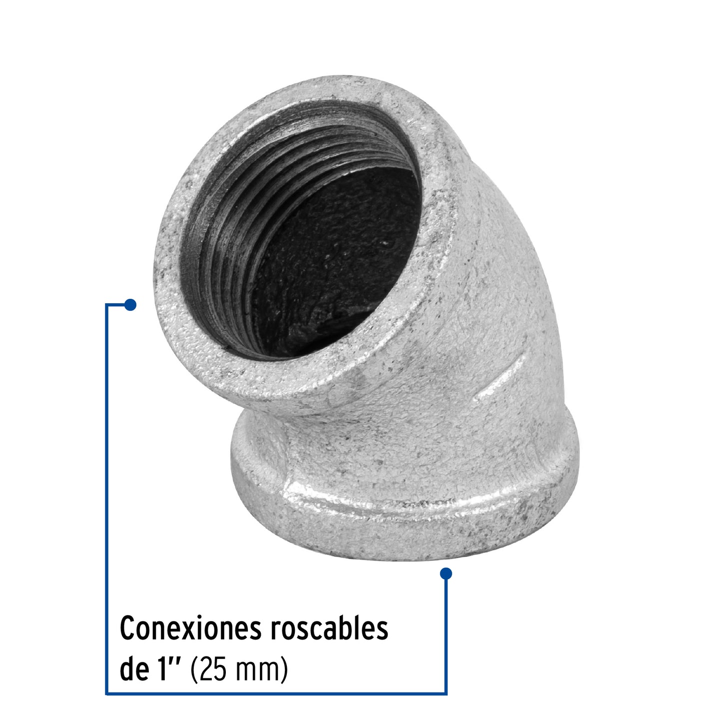 Codo 45° acero galvanizado de 1', Foset CG-863 47541 MM00