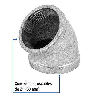 Codo 45° acero galvanizado de 2', Foset CG-866 48754 MM00