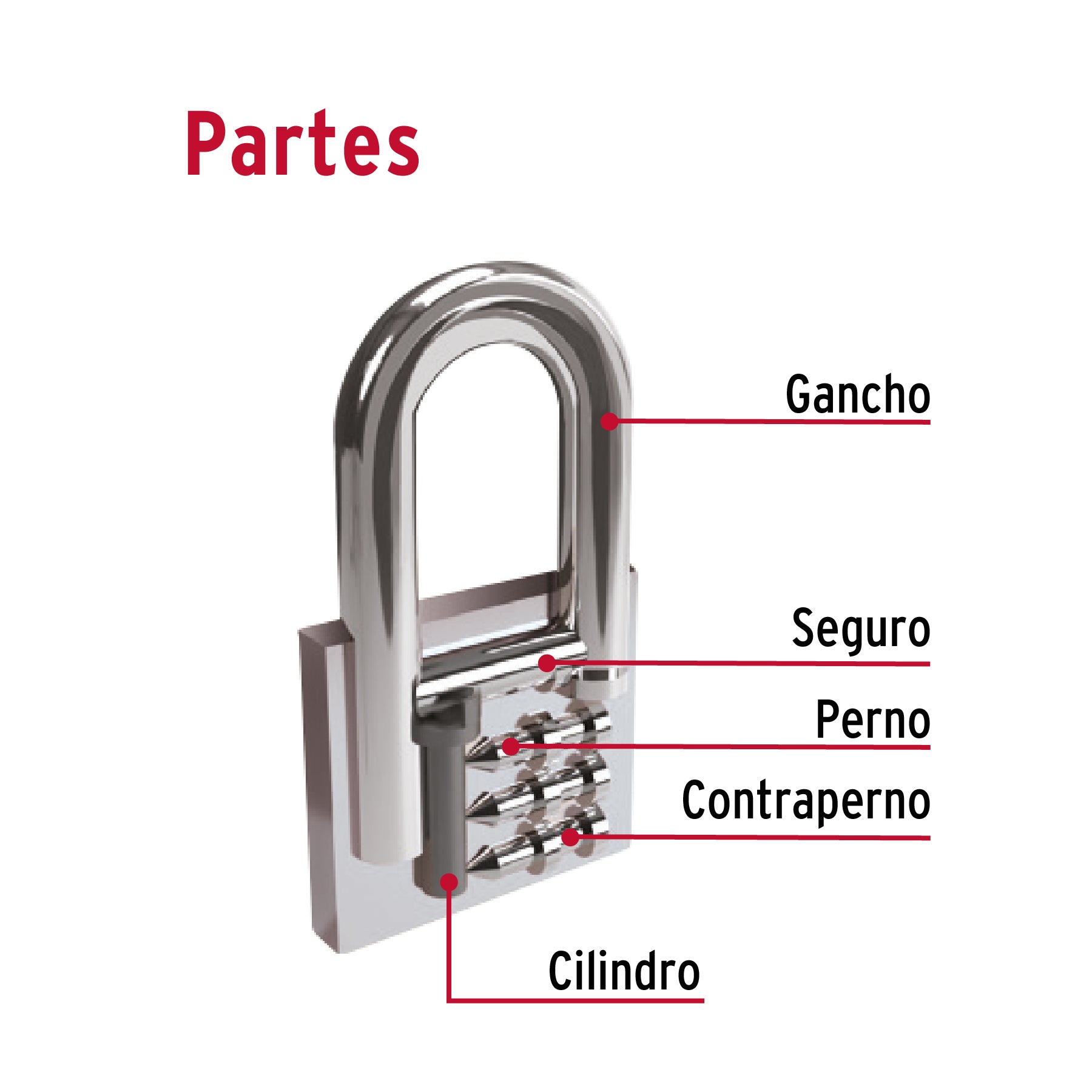 Candado de hierro 32 mm gancho largo en caja, Hermex CH-32L 43793 MM0