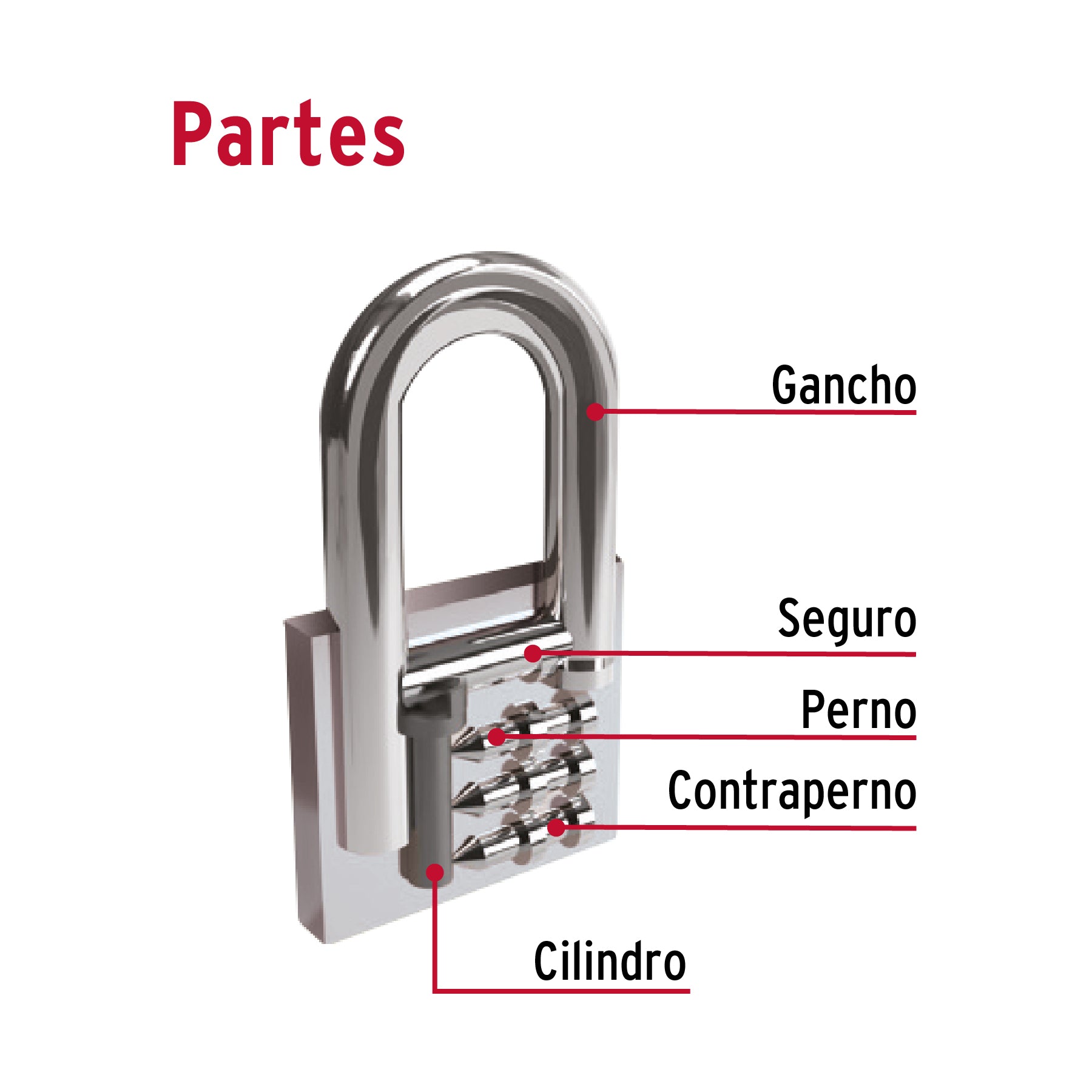 Candado de hierro 45 mm gancho largo en caja, Hermex CH-45L 43324 MM0