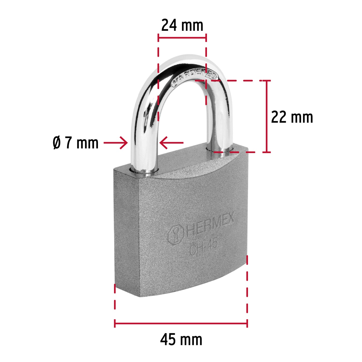 Candado de hierro 45 mm gancho corto en caja, Hermex CH-45 43316 MM0