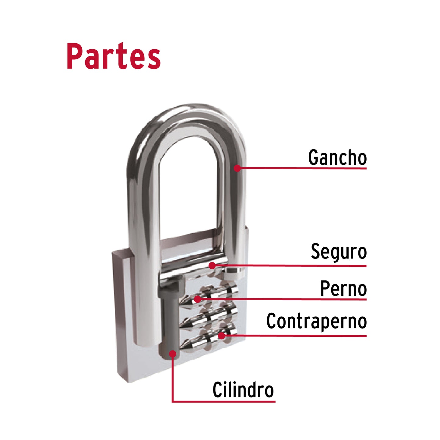 Candado de hierro 32 mm gancho largo en blíster, Hermex CHB-32L 43794 MM0