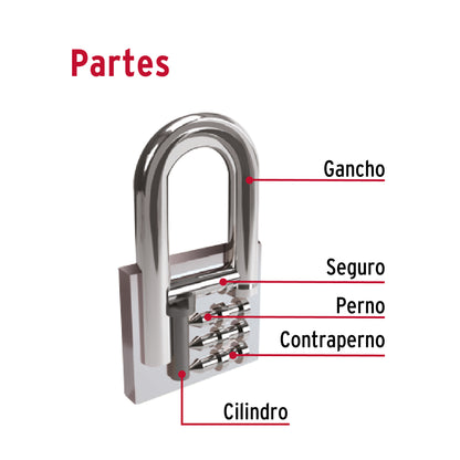 Candado de hierro 38 mm gancho largo en blíster, Hermex CHB-38L 43326 MM0