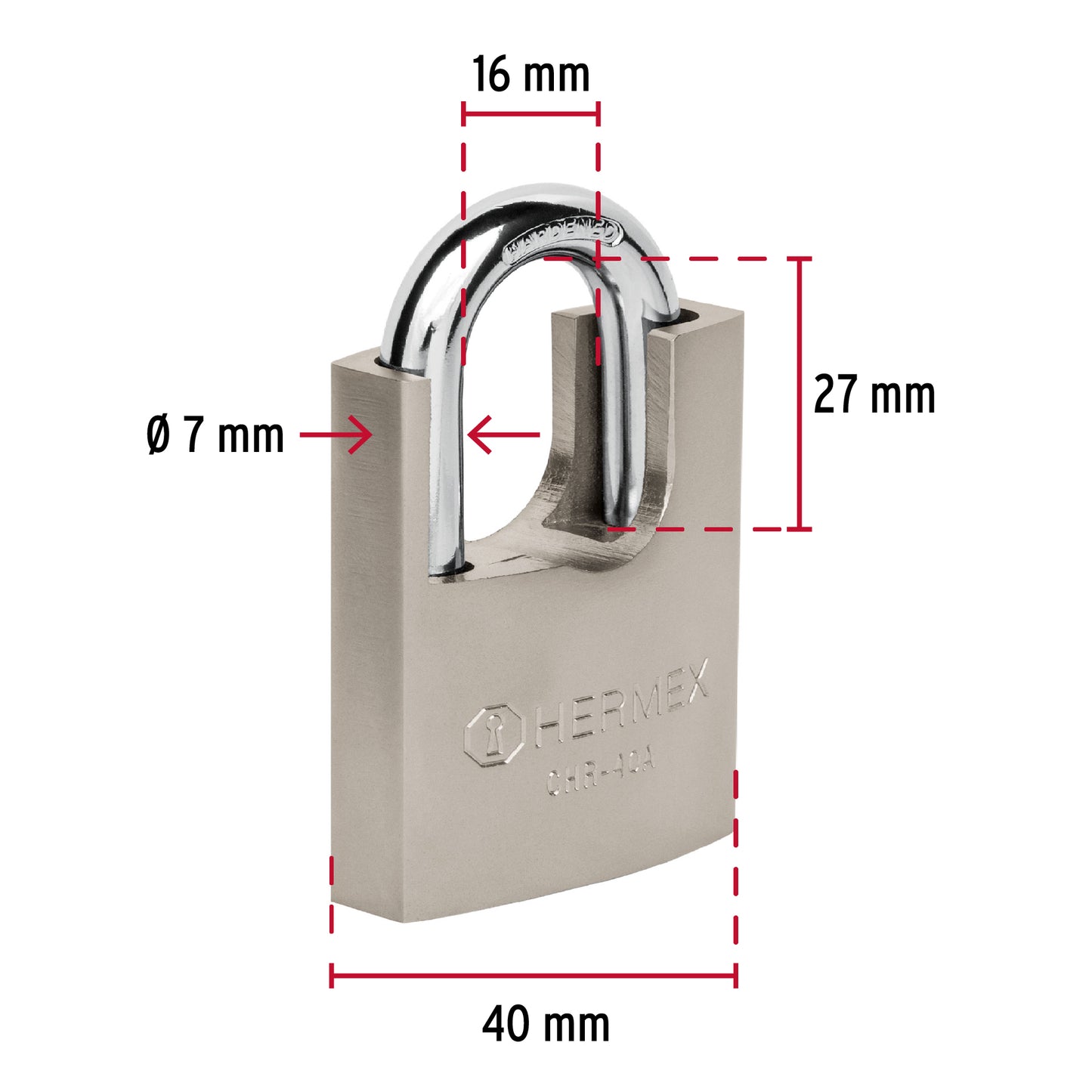 Candado de hierro 40 mm con coraza, llave anti-ganzúa CHR-40A 43312 MM0