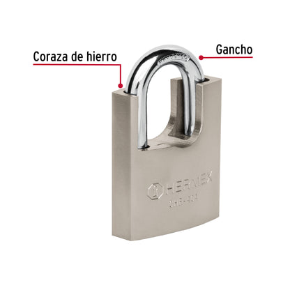 Candado de hierro 40 mm con coraza, llave anti-ganzúa CHR-40A 43312 MM0