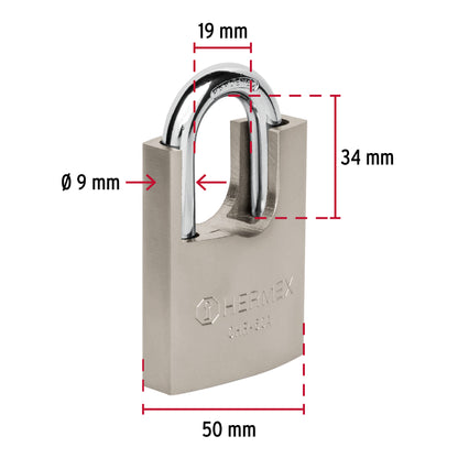 Candado de hierro 50 mm con coraza, llave anti-ganzúa CHR-50A 43313 MM0