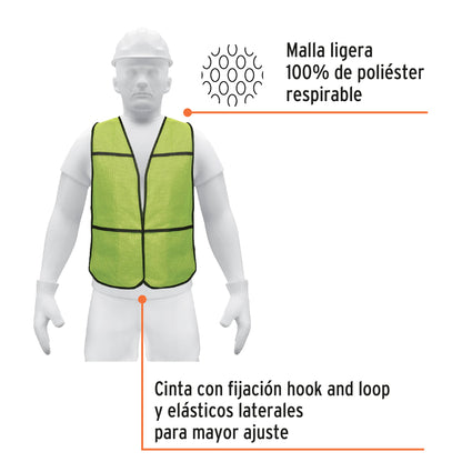 Chaleco de seguridad, uso de día, verde, Pretul CHS-100V 21024 MM00