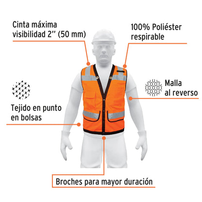 Chaleco seguridad reforzado naranja con bolsas, XG, Expert CHS-800N-XL 13481 MM00