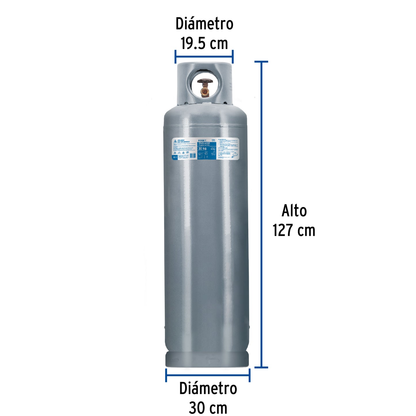 Cilindro portátil para gas LP, 30kg (66lb) Foset CILG-30 45891 MM00