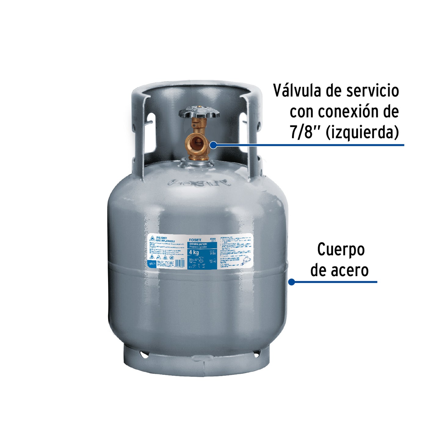 Cilindro portátil para gas LP, 4kg (9lb) Foset CILG-4 45888 MM00