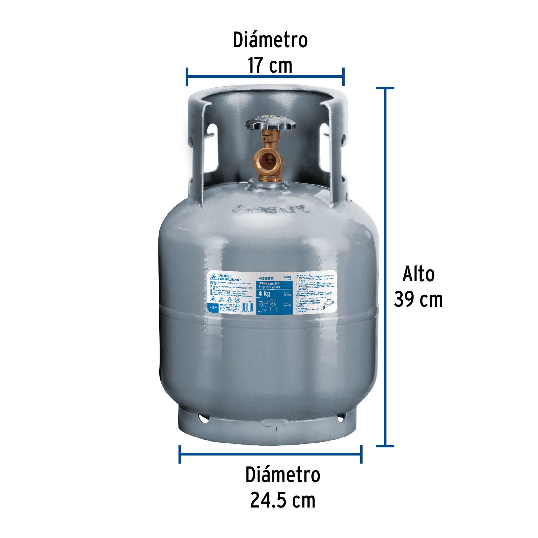 Cilindro portátil para gas LP, 4kg (9lb) Foset CILG-4 45888 MM00