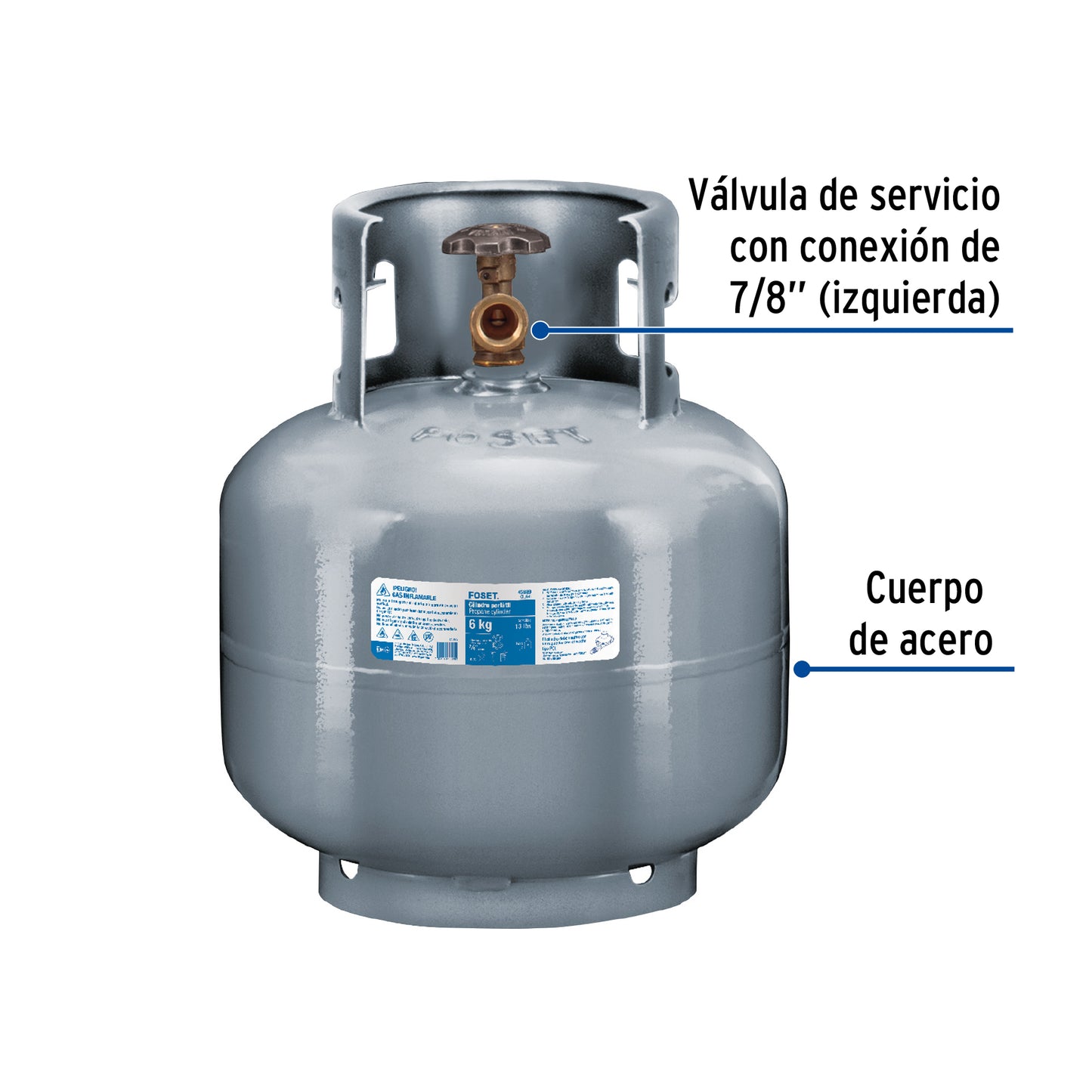 Cilindro portátil para gas LP, 6kg (13lb) Foset CILG-6 45889 MM00