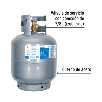 Cilindro portátil para gas LP, 20lb (9kg) Foset CILG-9 48107 MM0