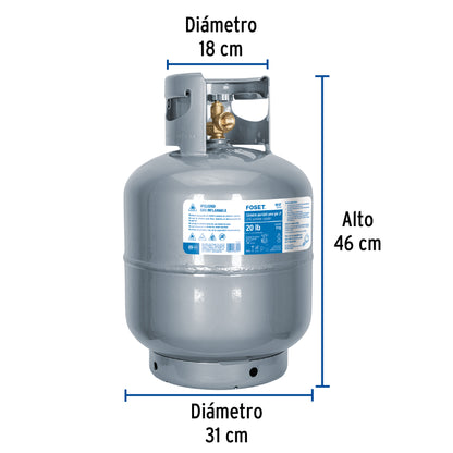 Cilindro portátil para gas LP, 20lb (9kg) Foset CILG-9 48107 MM0