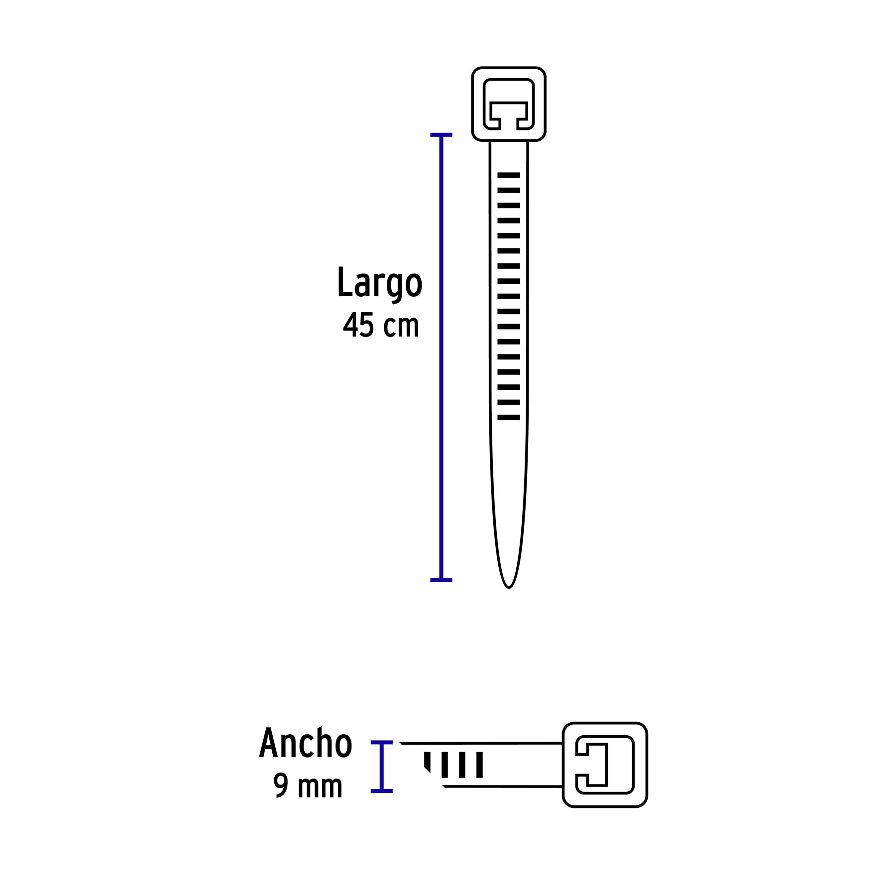 Bolsa con 10 cinchos plásticos 175 lb, 450x9 mm, naturales CIN-17545 48985 MM00