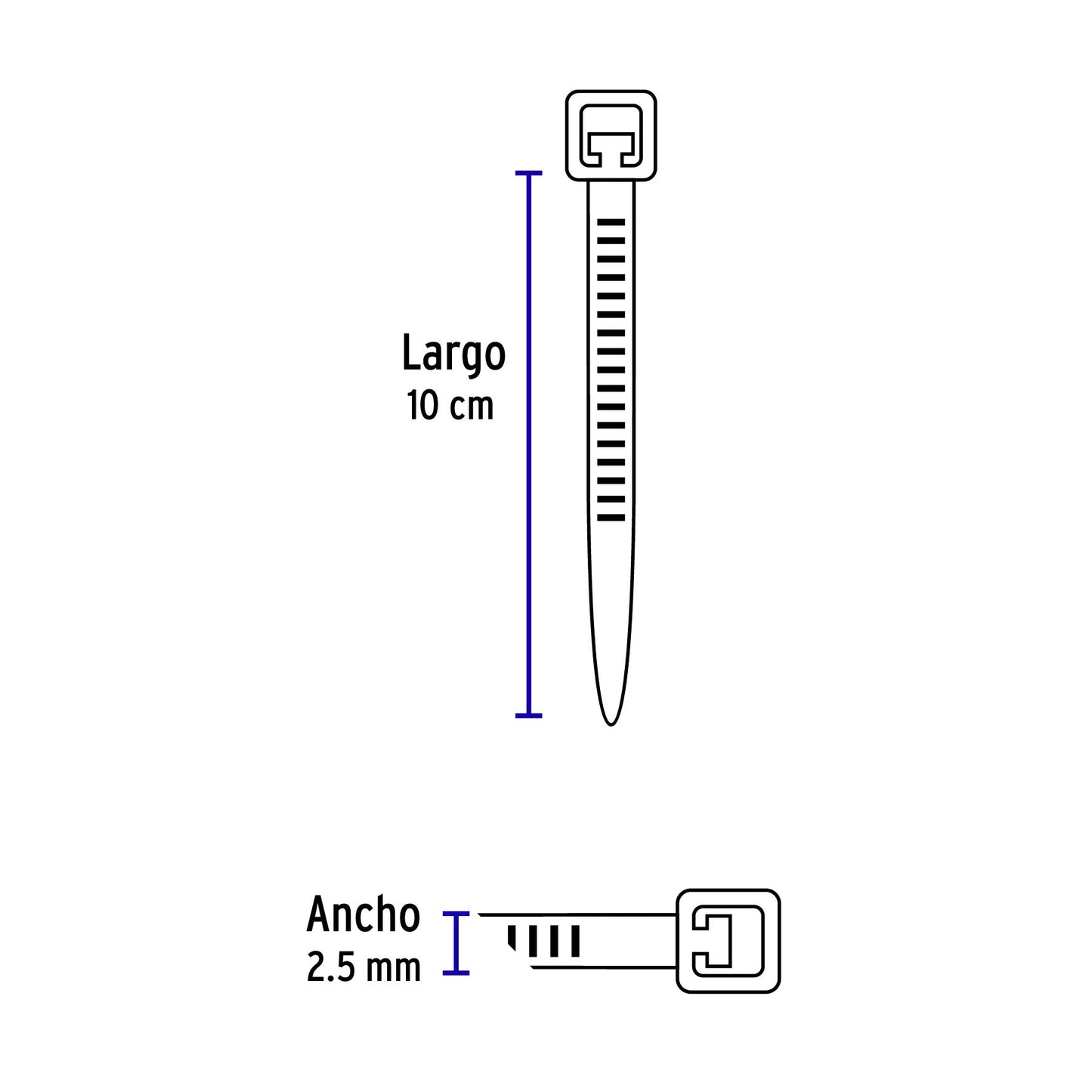 Bolsa con 1000 cinchos plásticos 18lb, 100x2.5 mm, naturales CIN-1810-M 47457 MM00