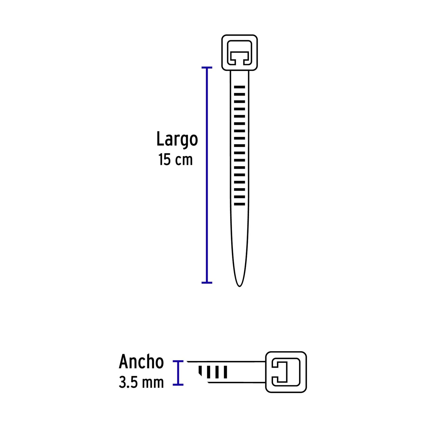 Bolsa con 50 cinchos plásticos 40 lb, 150x3.5 mm, amarillos CIN-4015A 41018 MM00