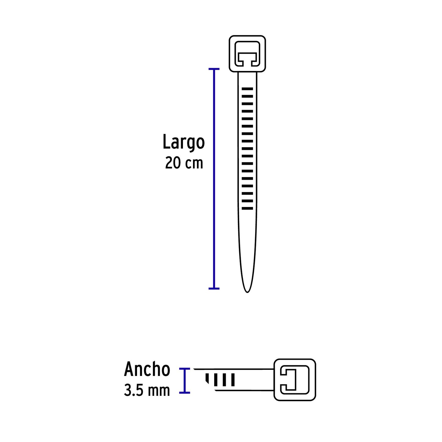 Bolsa con 1000 cinchos plásticos 40lb, 200x3.5 mm, naturales CIN-4020-M 47461 MM00