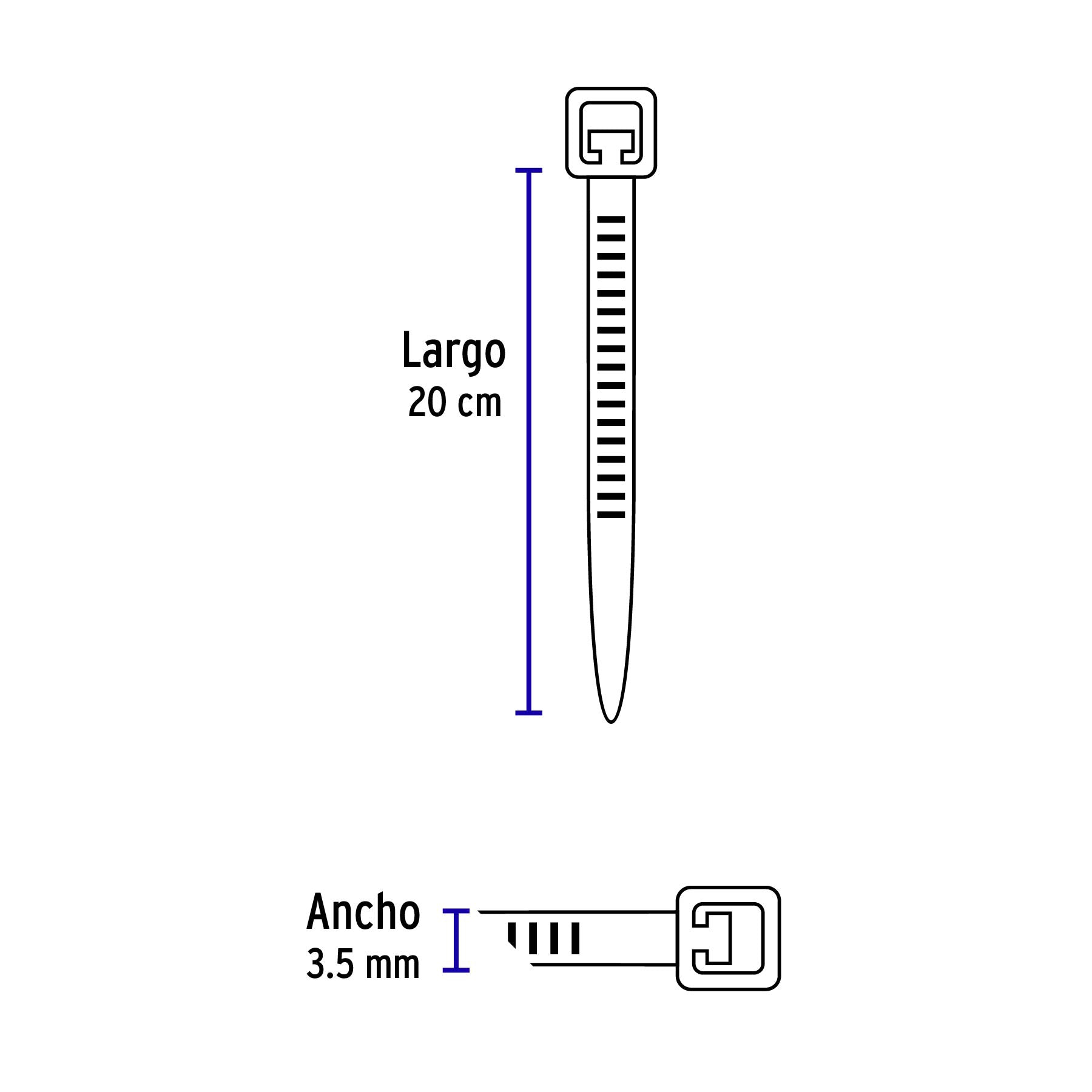 Bolsa con 1000 cinchos plásticos 40lb, 200x3.5 mm, naturales CIN-4020-M 47461 MM00