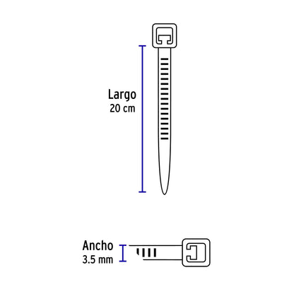 Bolsa con 1000 cinchos plásticos 40lb, 200x3.5 mm, naturales CIN-4020-M 47461 MM00