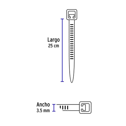 Bolsa con 1000 cinchos plásticos 40lb, 250x3.5 mm, naturales CIN-4025-M 47462 MM00